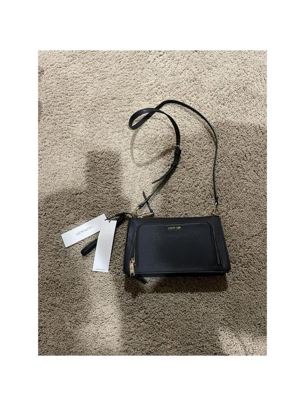 NWT Calvin Klein convertible crossbody bag / purse / wristlet AVA black Small